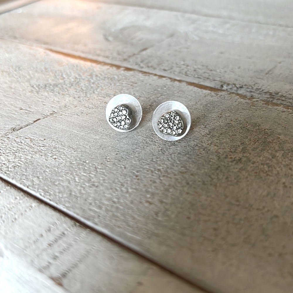 Heart shaped silver studs